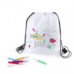 Drawstring bag for colouring, felt tip pens