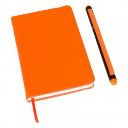 Notebook approx. A6, ball pen with cap, touch pen