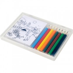 Drawing set, colouring pencils and colouring sheets