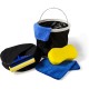 Carwash set, bucket, microfibre cloth, sponge, washing mitt, squeegee