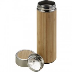 Bamboo vacuum flask 420 ml with sieve stopping dregs