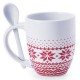 Mug 370 ml with spoon, Christmas pattern