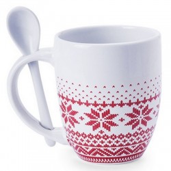 Mug 370 ml with spoon, Christmas pattern