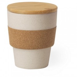Bamboo travel mug 350 ml with bamboo lid and cork band
