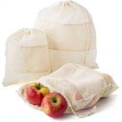 Organic cotton bags for fruit and vegetables, 3 pcs