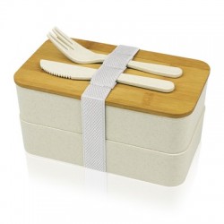 B'RIGHT bamboo lunch boxes, 2x700 ml, cutlery