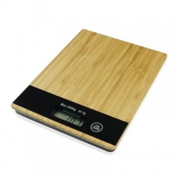 Kitchen scale with bamboo front part
