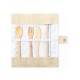 Bamboo cutlery and reusable drinking straw with cleaning blush