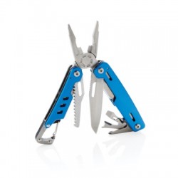 Solid multitool with carabiner, blue