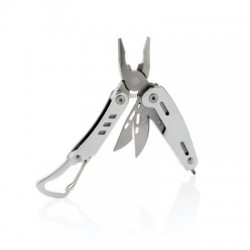Solid mini multitool with carabiner, silver