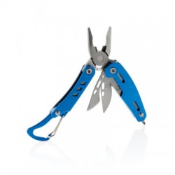 Solid mini multitool with carabiner, blue